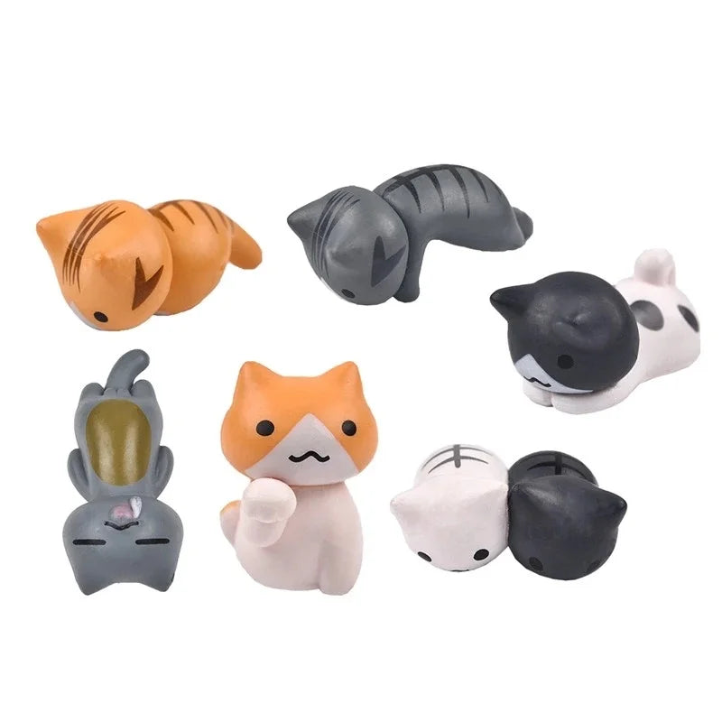 Cartoon Lucky Cat Miniature Set (6pcs)