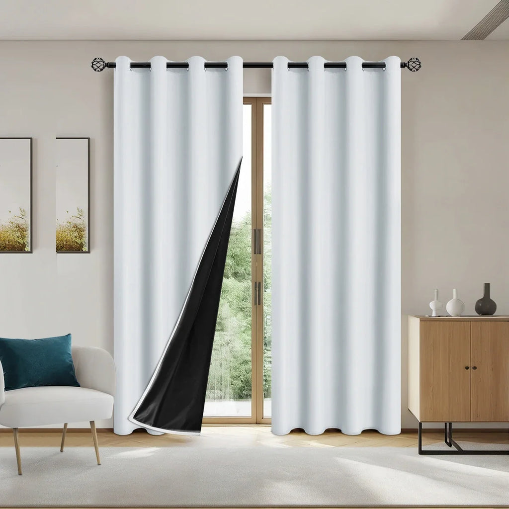 100% Blackout Solid Curtains (2 Panels)