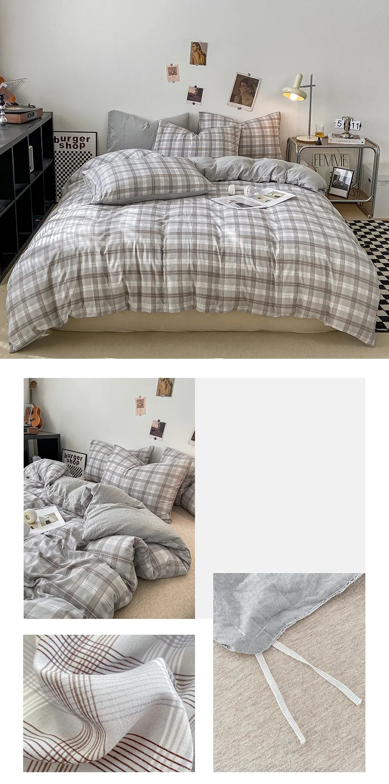 Plaid Duvet Cover (Skin-Friendly, Double-Sided)