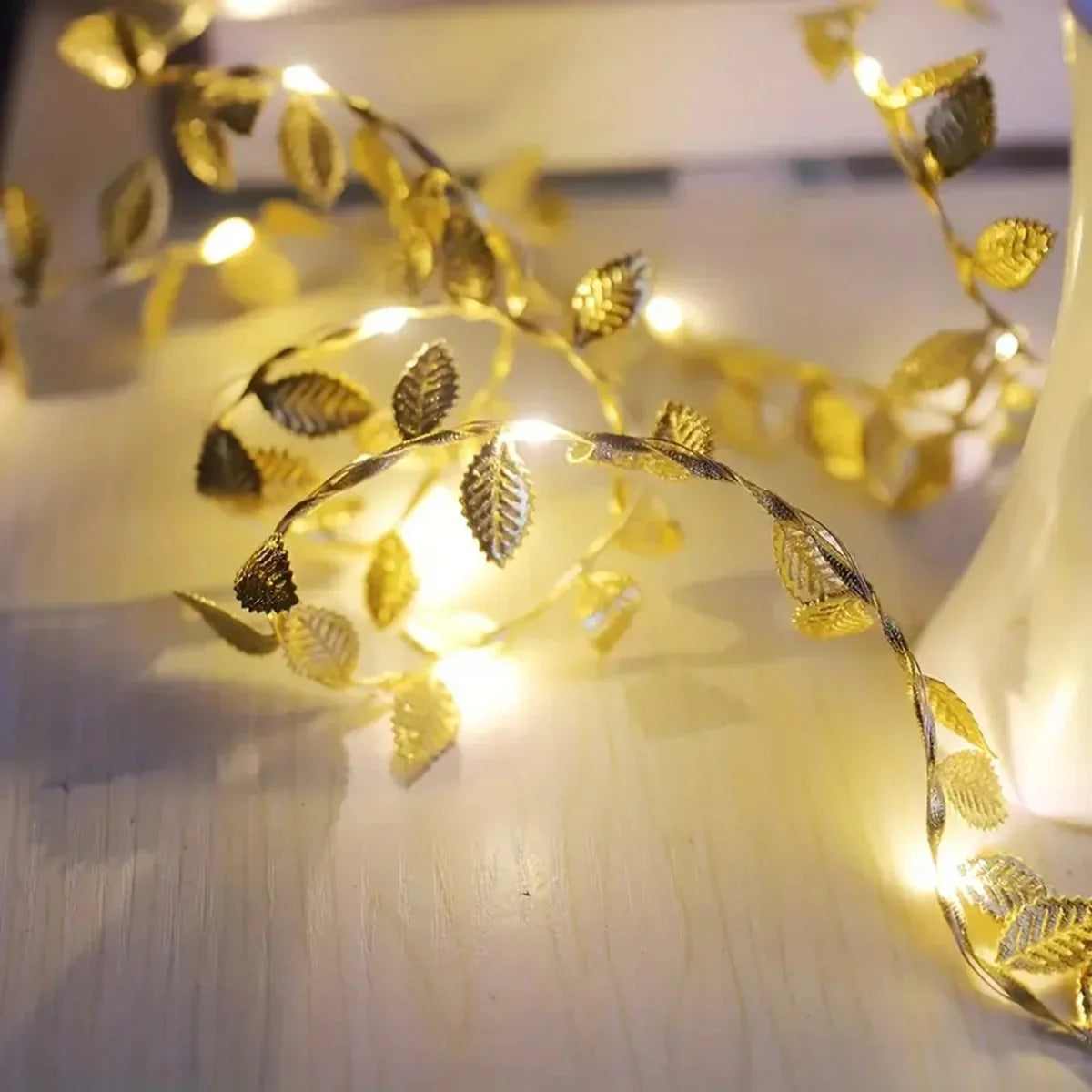 Golden Leaves LED Fairy String Lights (2M 20LED)
