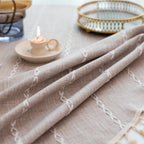 Jacquard Checkered Round Tablecloth with Tassels