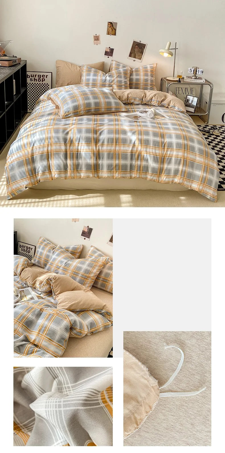 Plaid Duvet Cover (Skin-Friendly, Double-Sided)