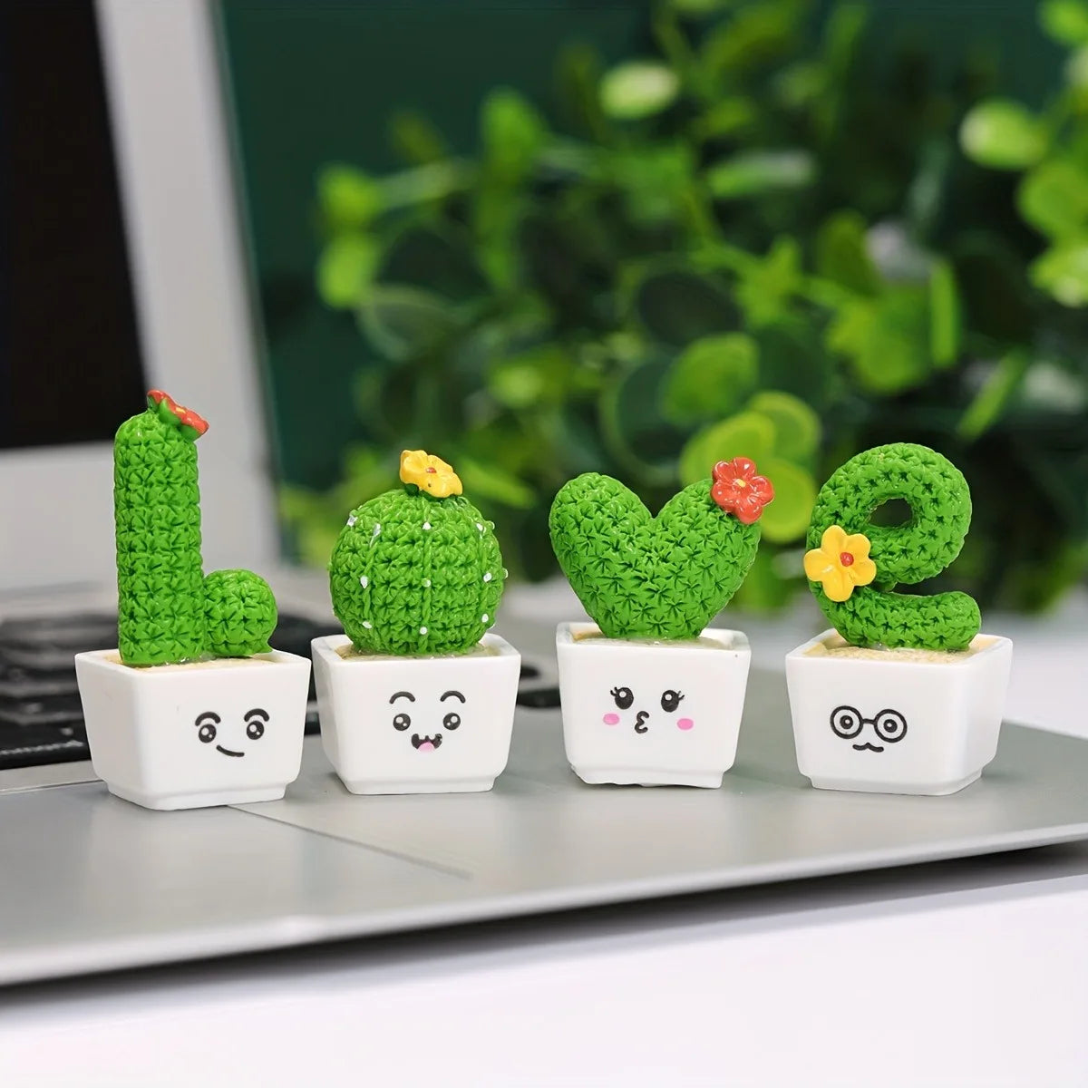 4-Piece Love & Cactus Figurine Set