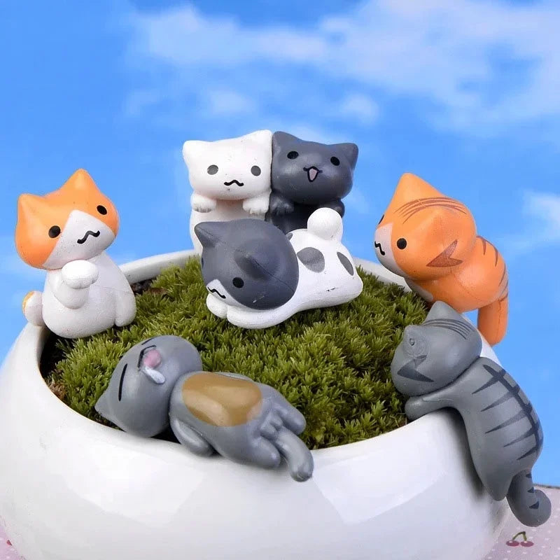 Cartoon Lucky Cat Miniature Set (6pcs)