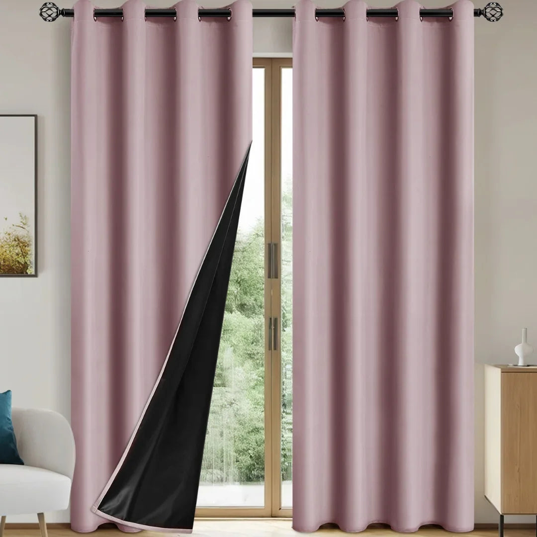 100% Blackout Solid Curtains (2 Panels)