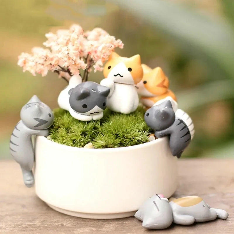 Cartoon Lucky Cat Miniature Set (6pcs)