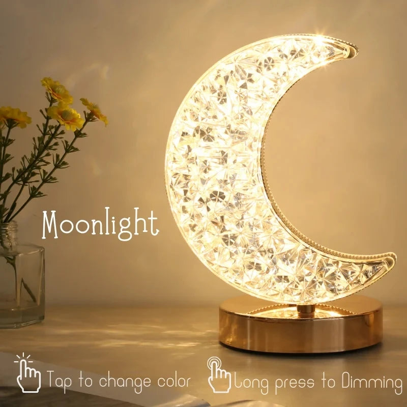 Crystal Touch Dimming Moon Night Light