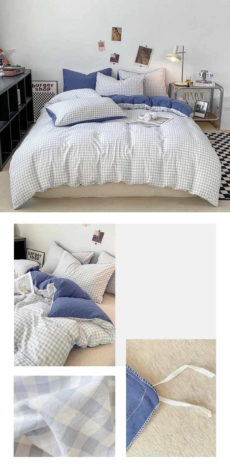 Plaid Duvet Cover (Skin-Friendly, Double-Sided)