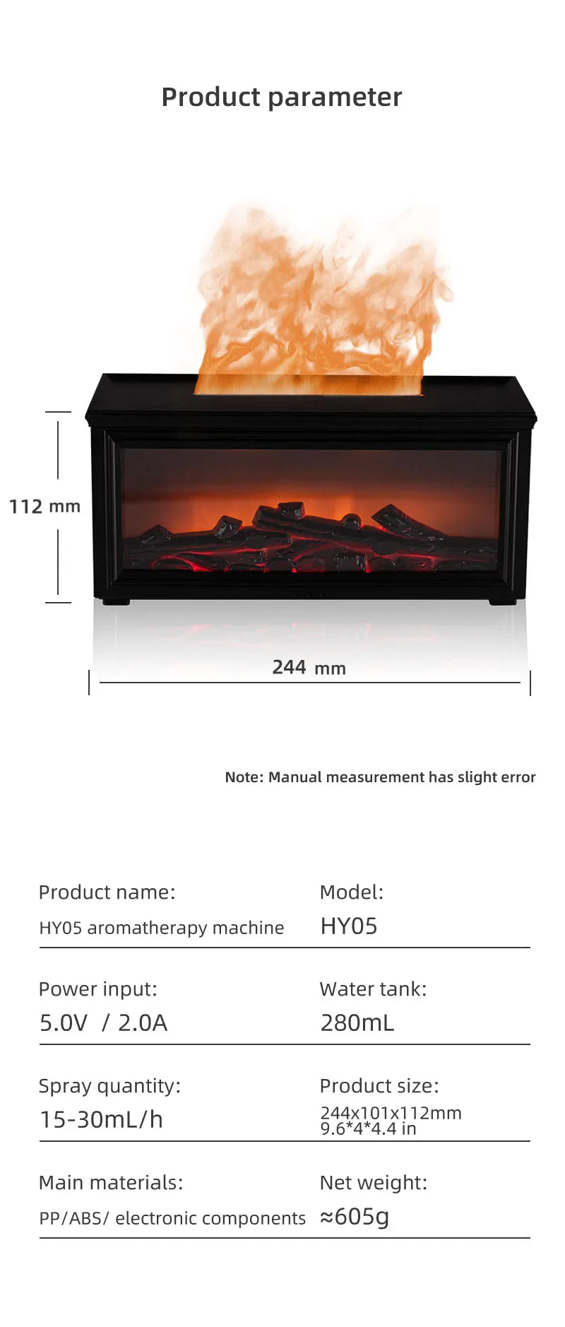 Fireplace Flame Aroma Diffuser Humidifier