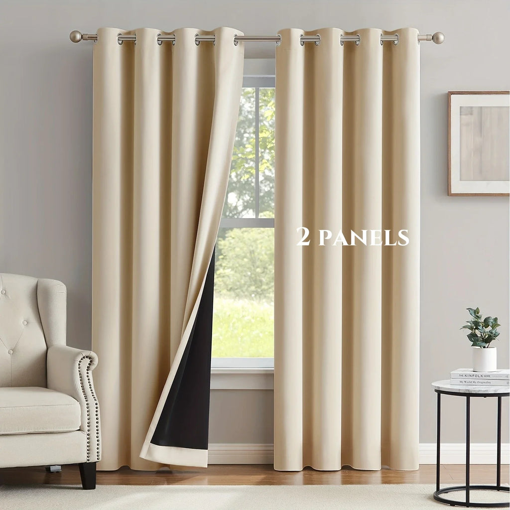 100% Blackout Solid Curtains (2 Panels)
