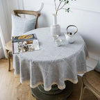 Jacquard Checkered Round Tablecloth with Tassels