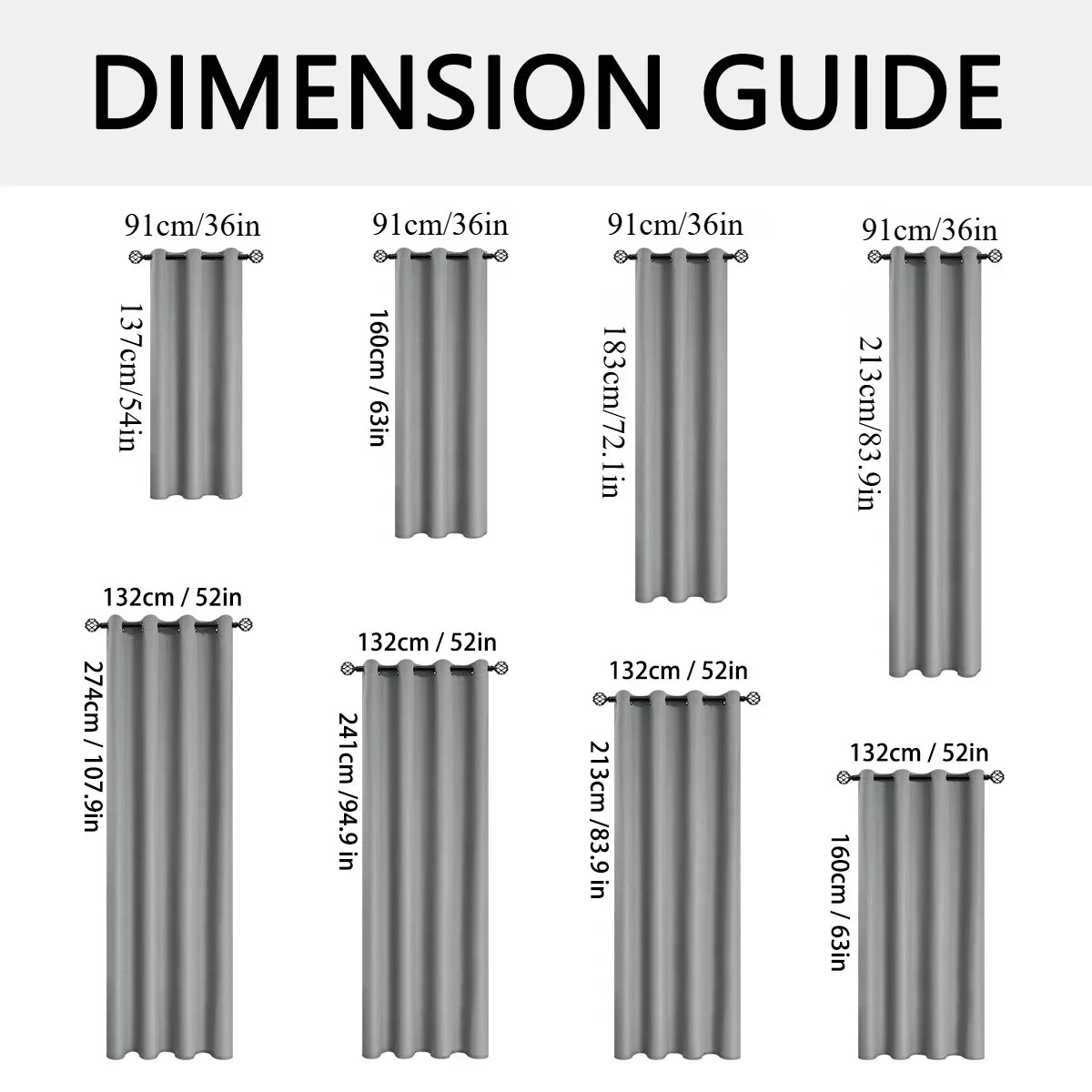 100% Blackout Solid Curtains (2 Panels)