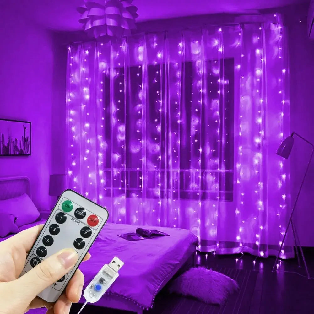 USB Curtain Fairy Lights with Remote (8 Modes)