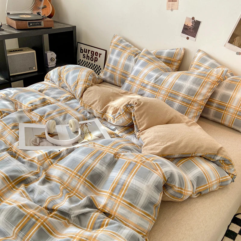 Plaid Duvet Cover (Skin-Friendly, Double-Sided)