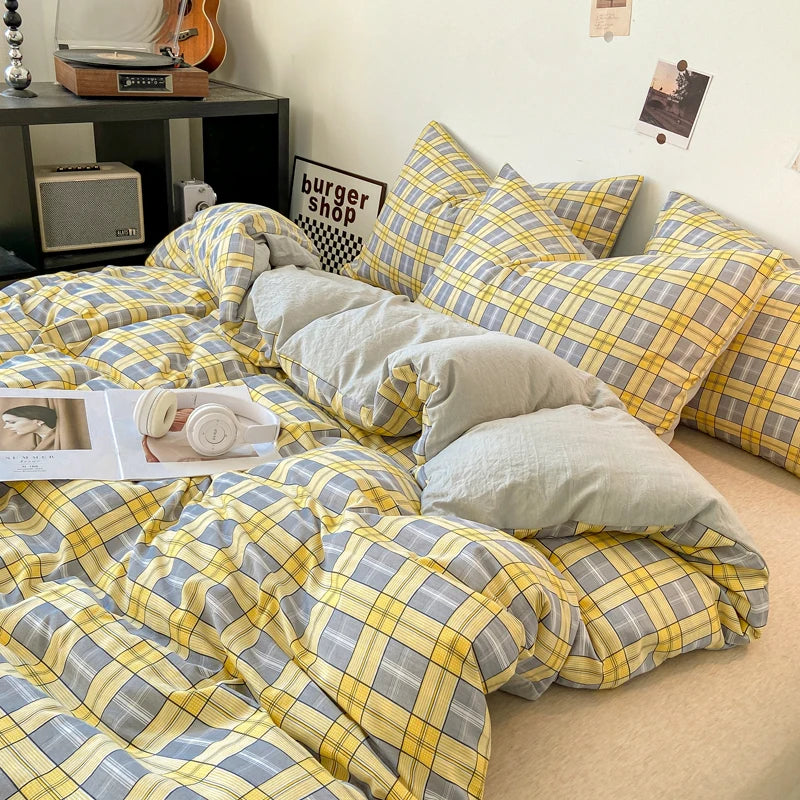 Plaid Duvet Cover (Skin-Friendly, Double-Sided)