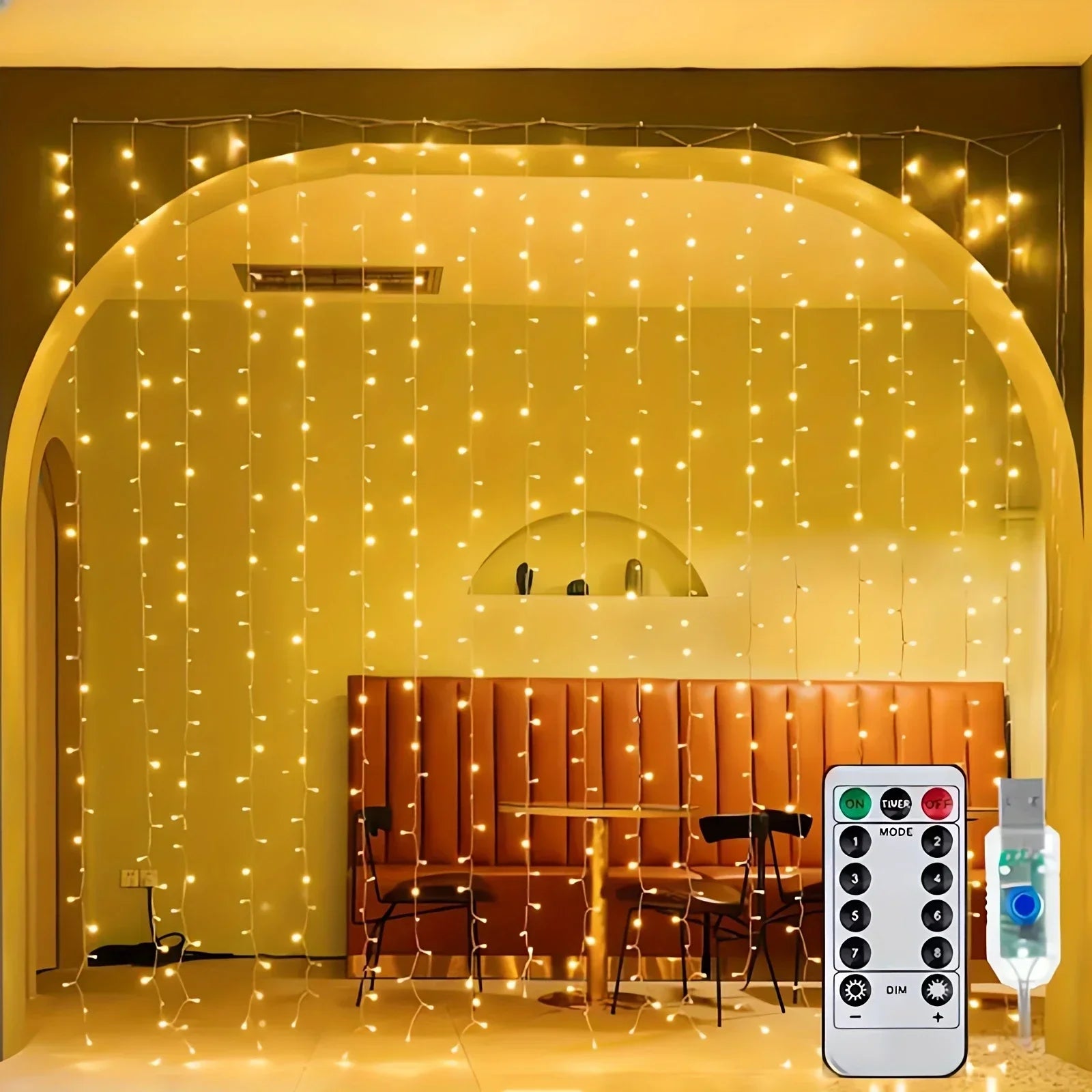 USB Curtain Fairy Lights with Remote