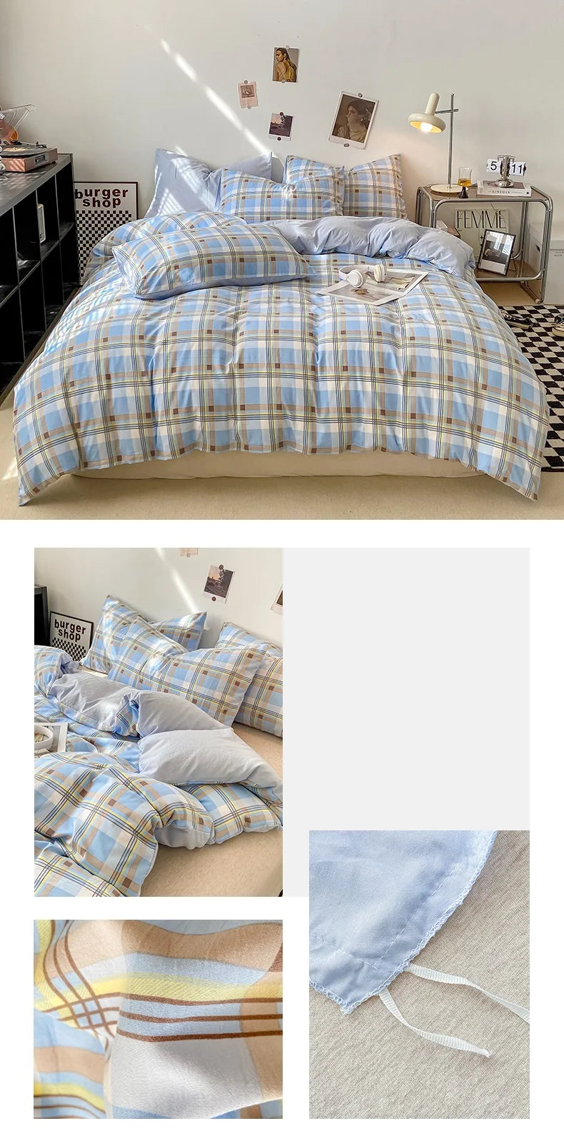Plaid Duvet Cover (Skin-Friendly, Double-Sided)