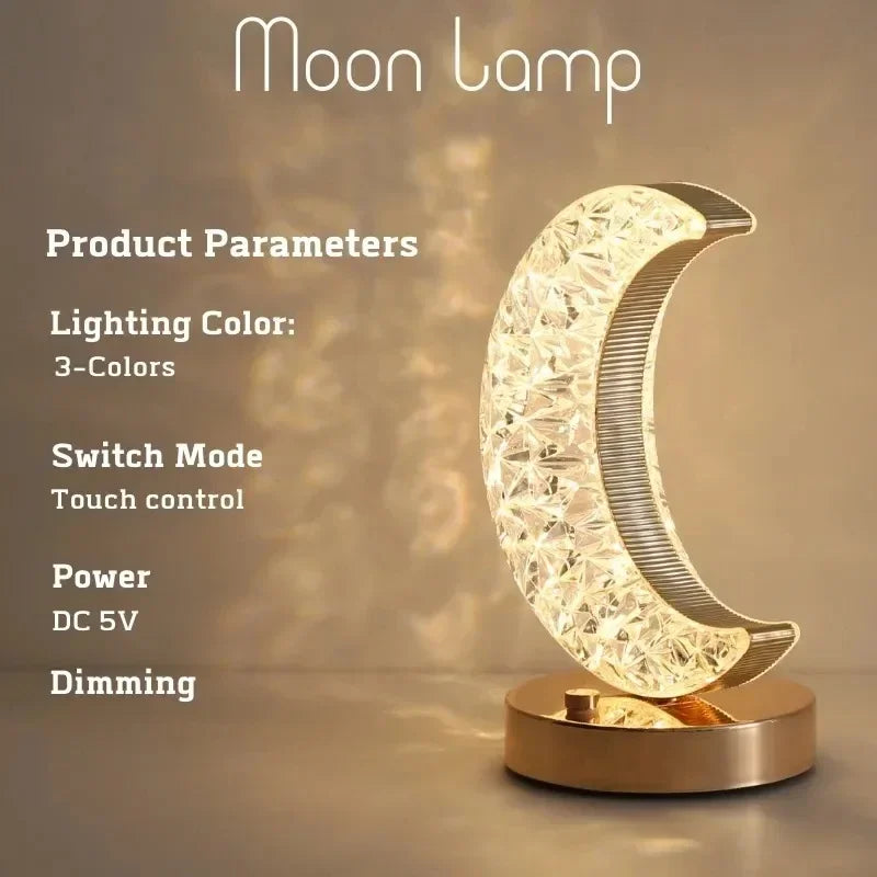 Crystal Touch Dimming Moon Night Light