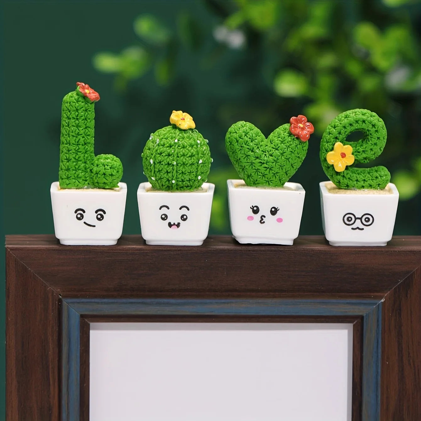 4-Piece Love & Cactus Figurine Set