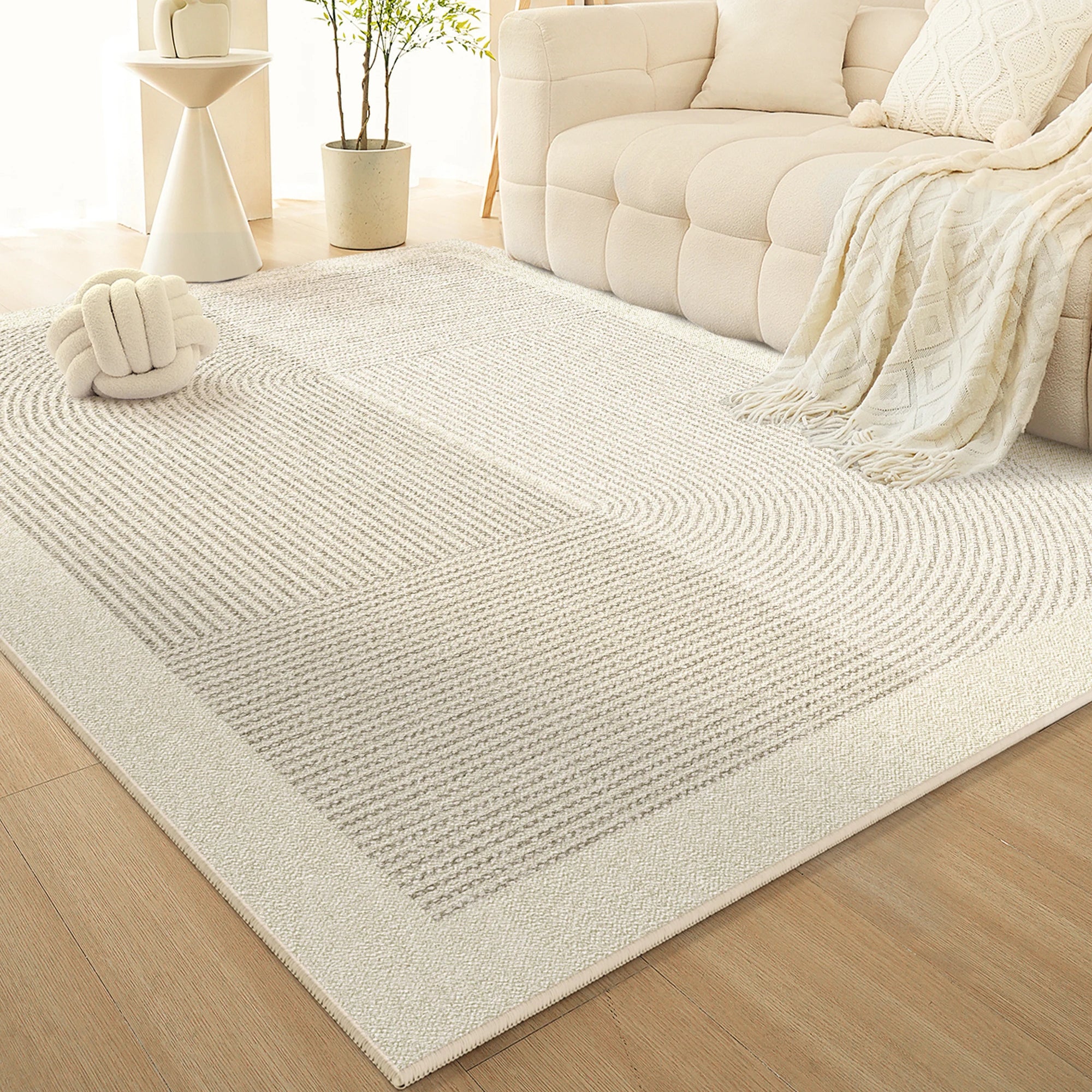 French Cream Non-Slip Area Rug