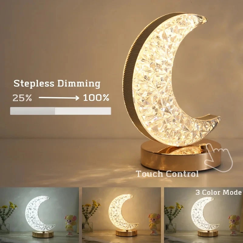Crystal Touch Dimming Moon Night Light