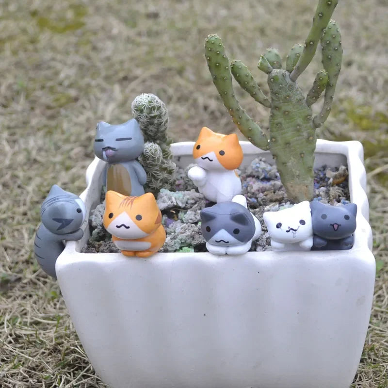 Cartoon Lucky Cat Miniature Set (6pcs)