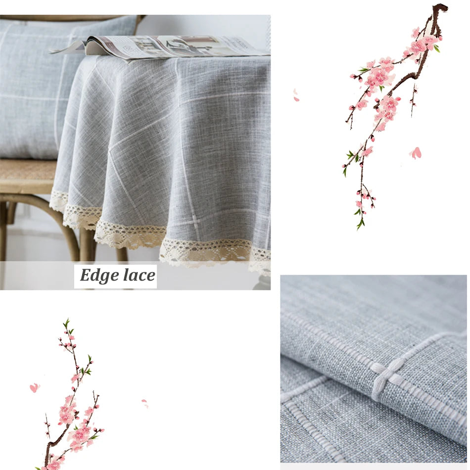 Jacquard Checkered Round Tablecloth with Tassels