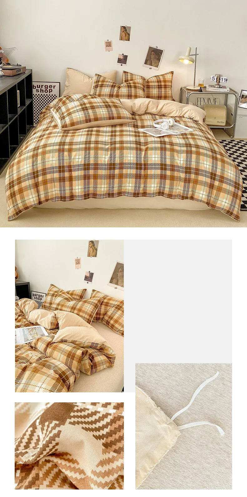Plaid Duvet Cover (Skin-Friendly, Double-Sided)