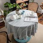 Jacquard Checkered Round Tablecloth with Tassels