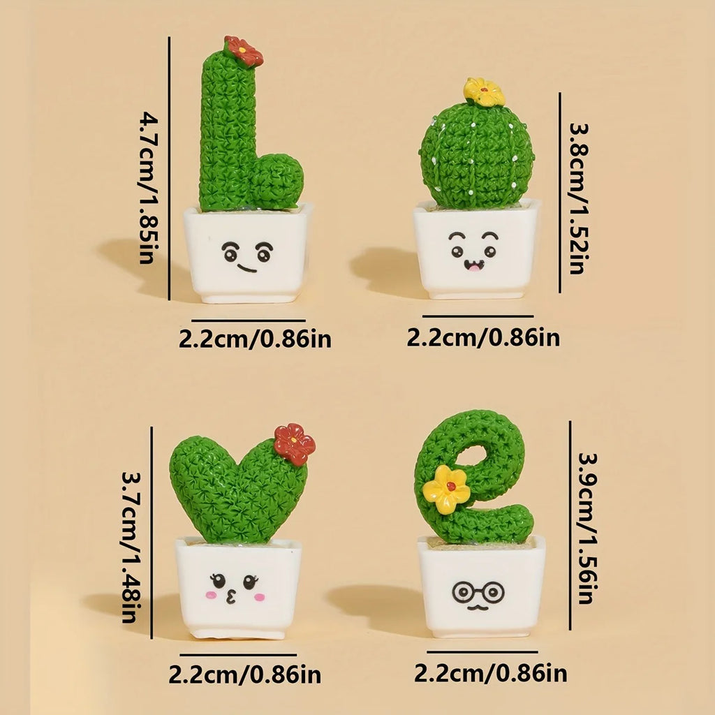 4-Piece Love & Cactus Figurine Set