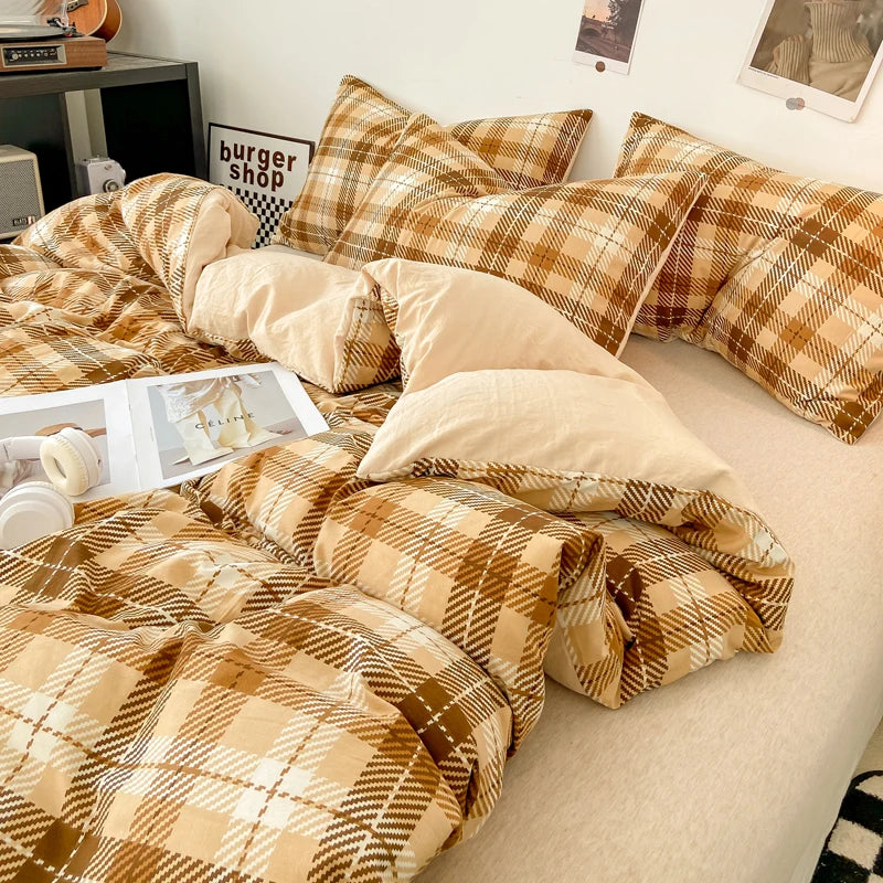 Plaid Duvet Cover (Skin-Friendly, Double-Sided)