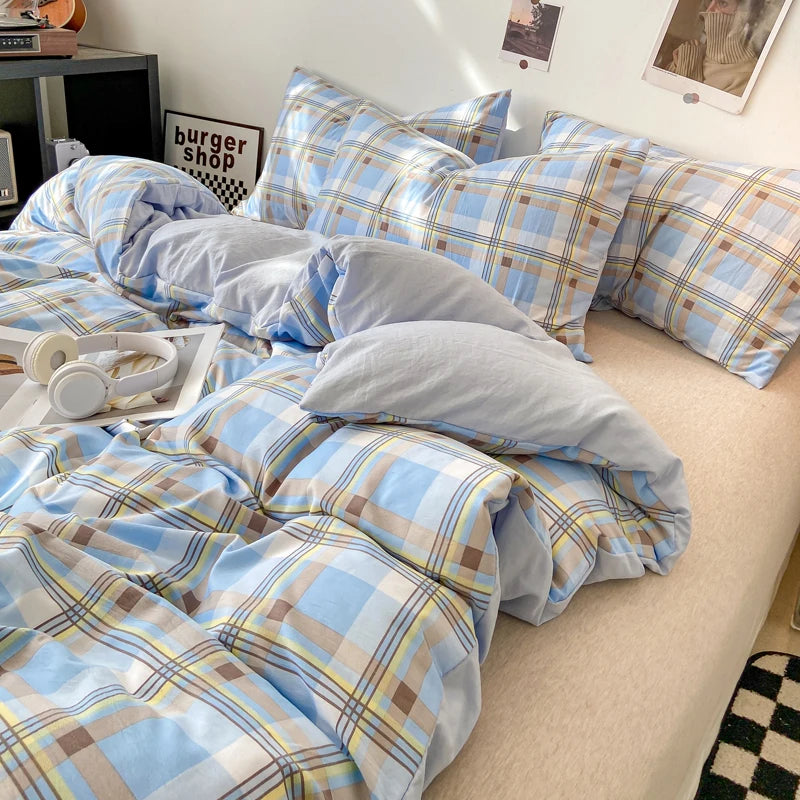 Plaid Duvet Cover (Skin-Friendly, Double-Sided)