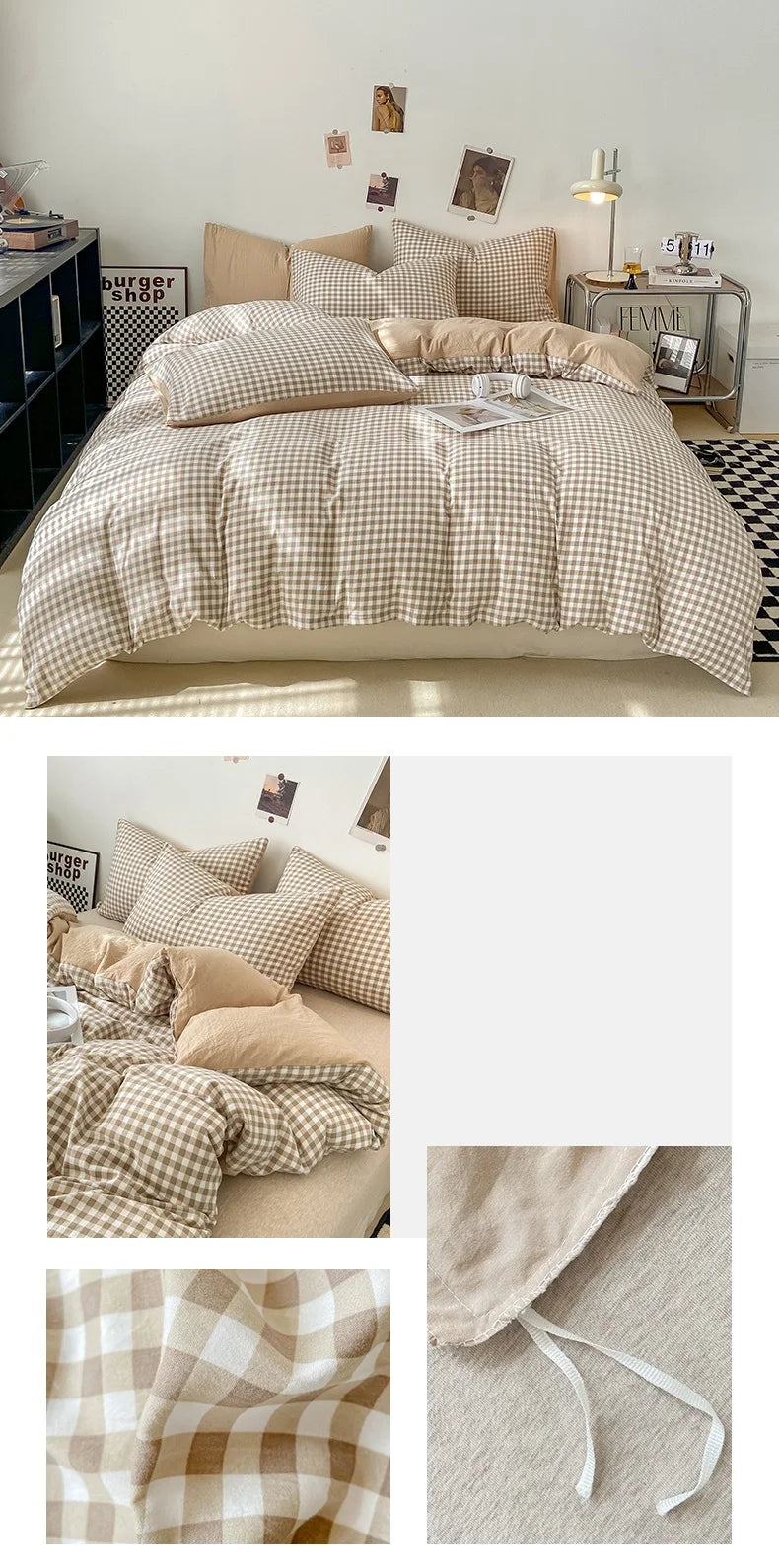Plaid Duvet Cover (Skin-Friendly, Double-Sided)