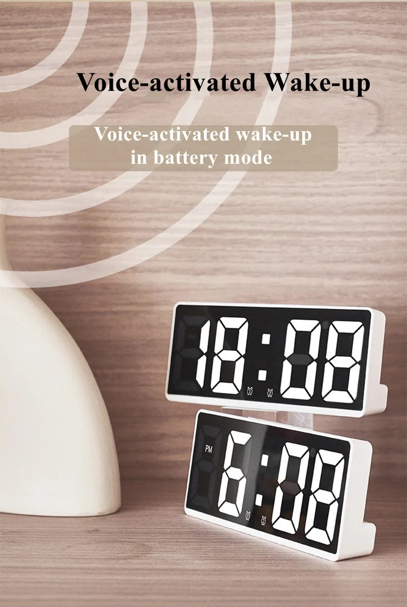 Voice Control LED Digital Alarm Clock