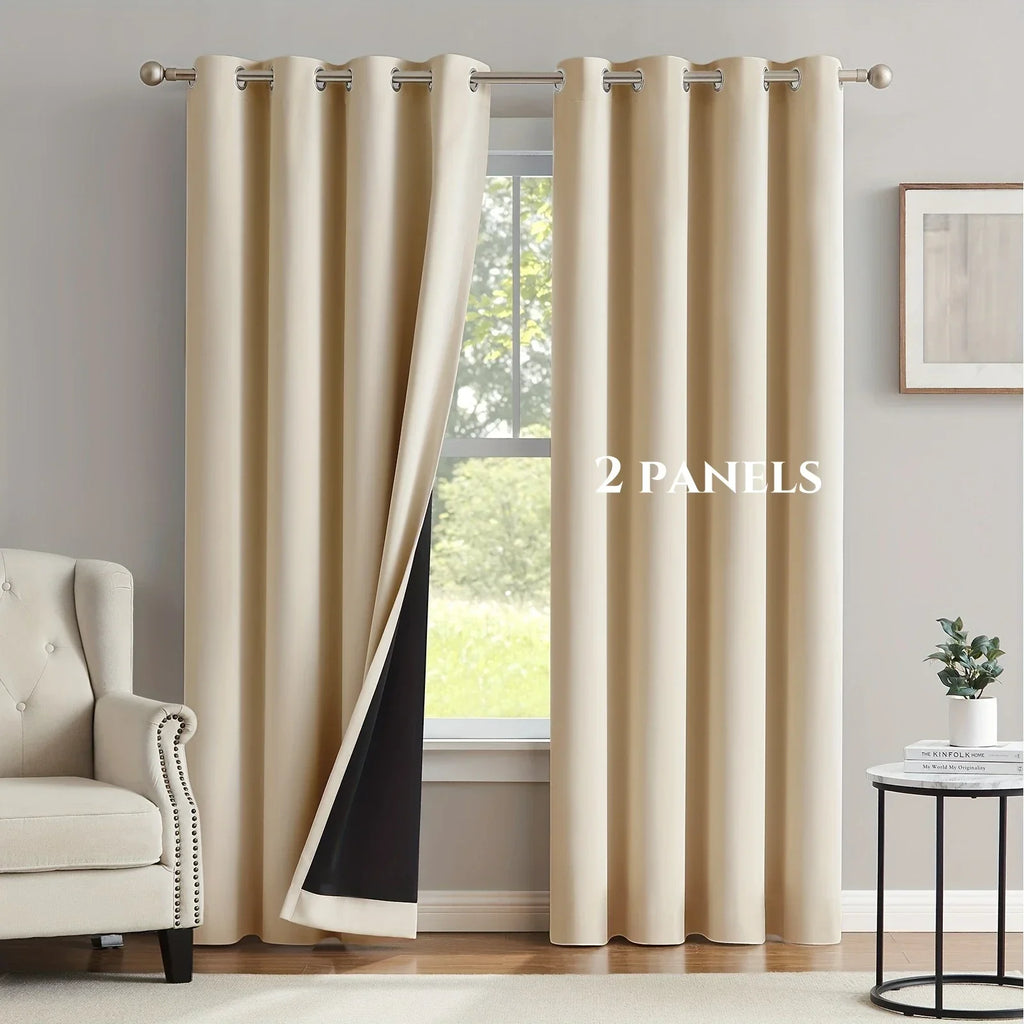 100% Blackout Solid Curtains (2 Panels)