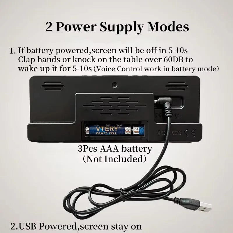 Voice Control LED Digital Alarm Clock