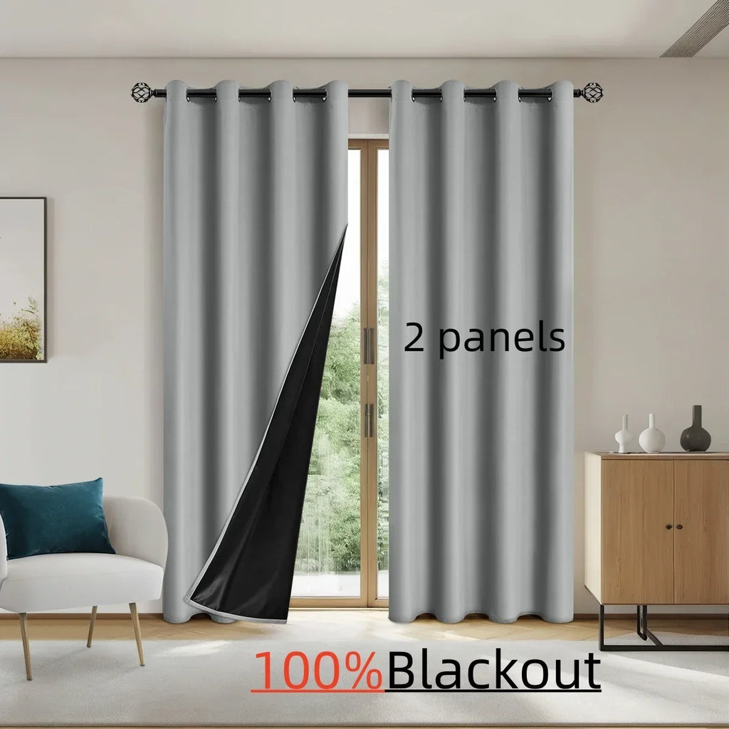 100% Blackout Solid Curtains (2 Panels)