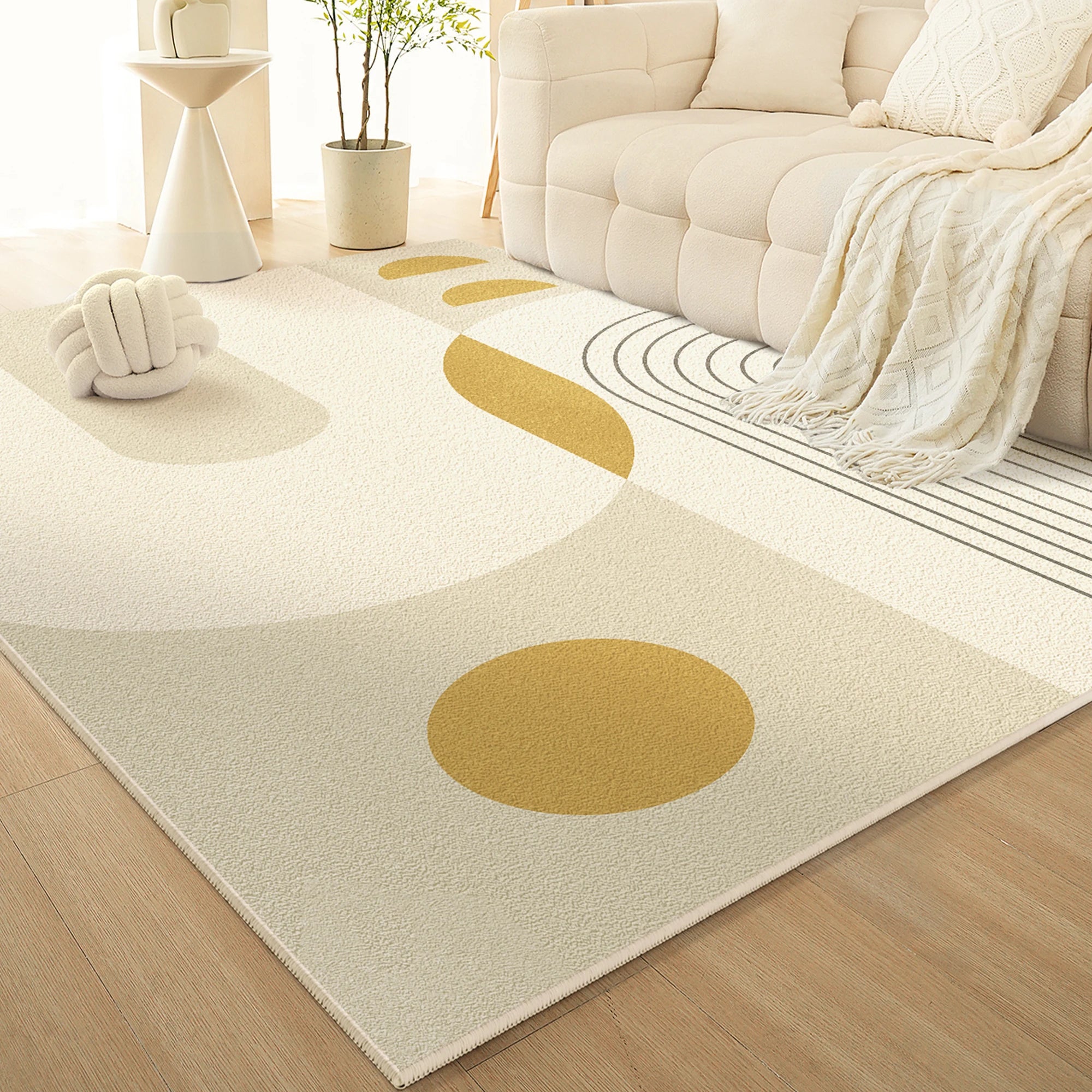 French Cream Non-Slip Area Rug